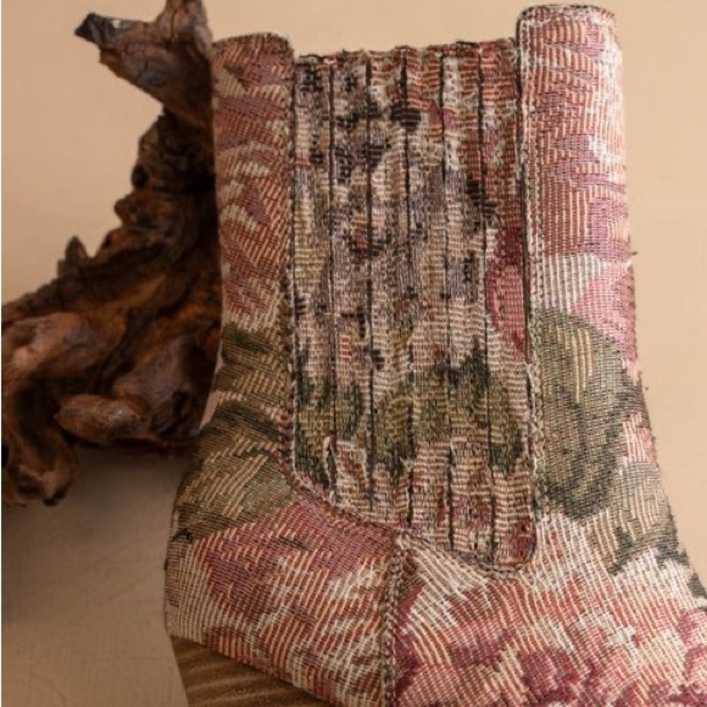 Vintage Floral Jacquard Tapestry Ankle Western Boots - Oasis Society - Picture 2 of 5